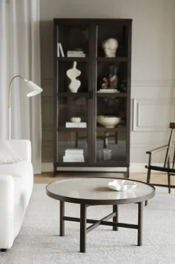 Marsden Soffbord Ø90 | Keramik / Brunlackad Ek
