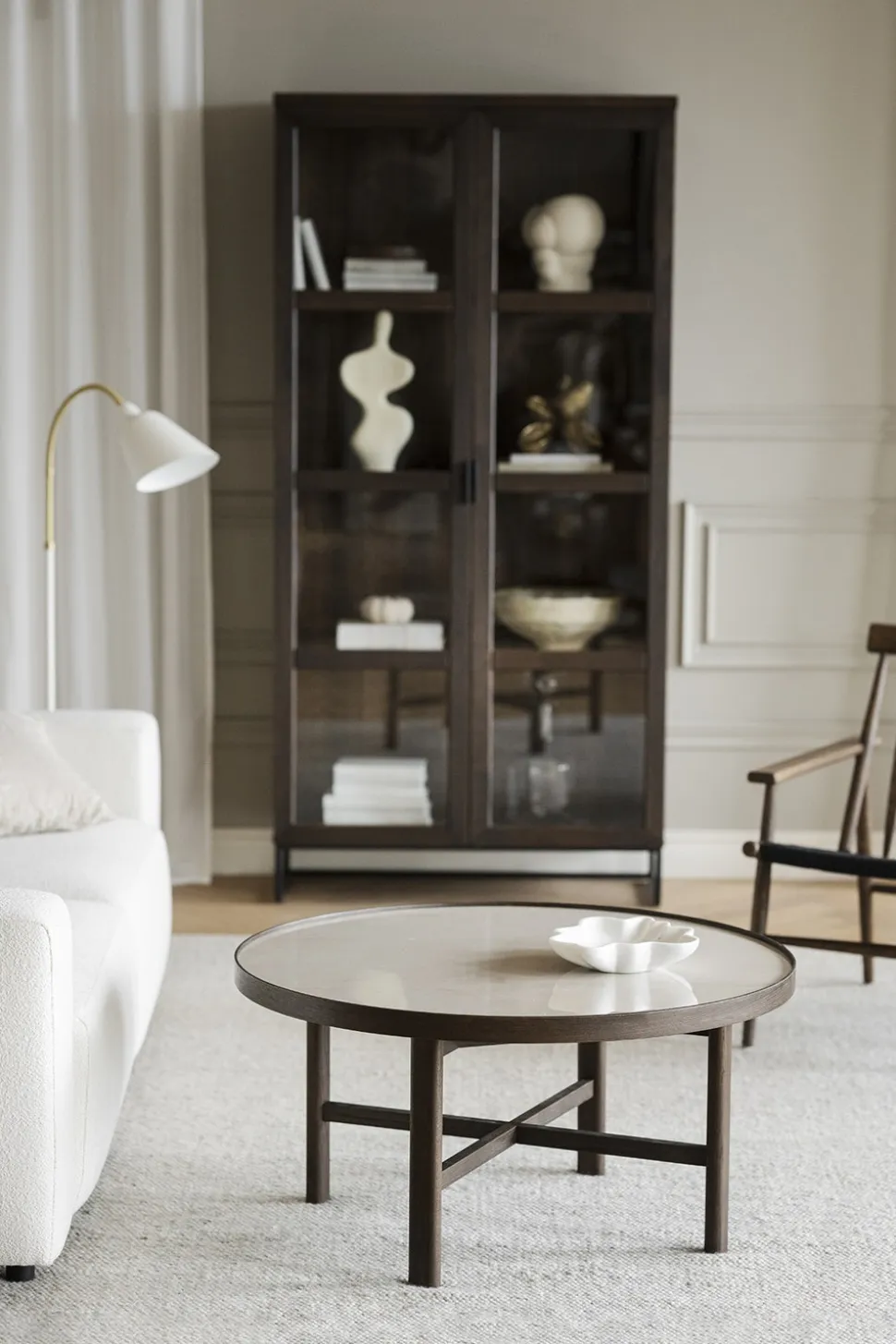Marsden Soffbord Ø60 | Keramik / Brunlackad Ek