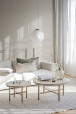 Marsden Soffbord Ø90 | Keramik / Vitpigm. Ek