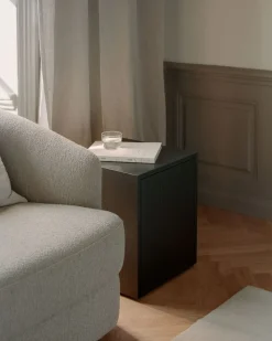 Mass Sidobord med Låda | Svart Ek