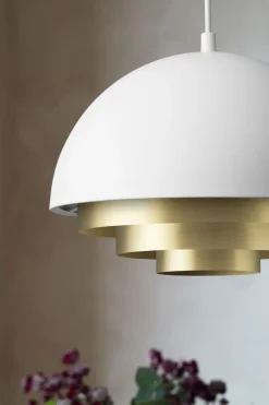 Milieu Colour Mini Pendel | Matt White/Brass