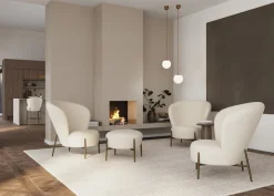 Orbit Loungestol | Dove RPES Bouclé | Antik mässing