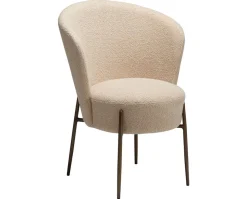 Orbit Stol | Frosted Almond RPES Bouclé | Antik mässing