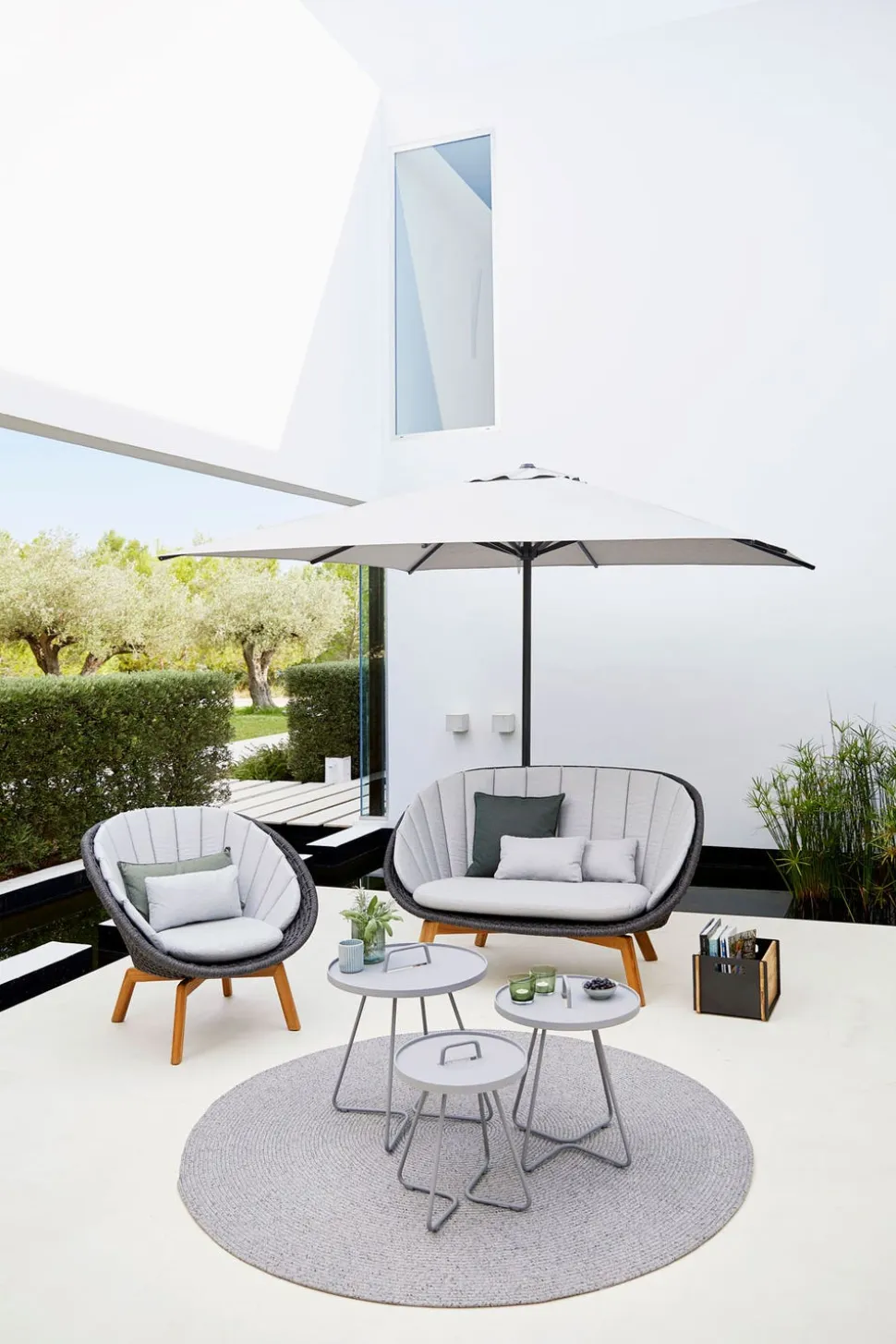 Peacock Loungefåtölj Teak | Grey/Light Grey