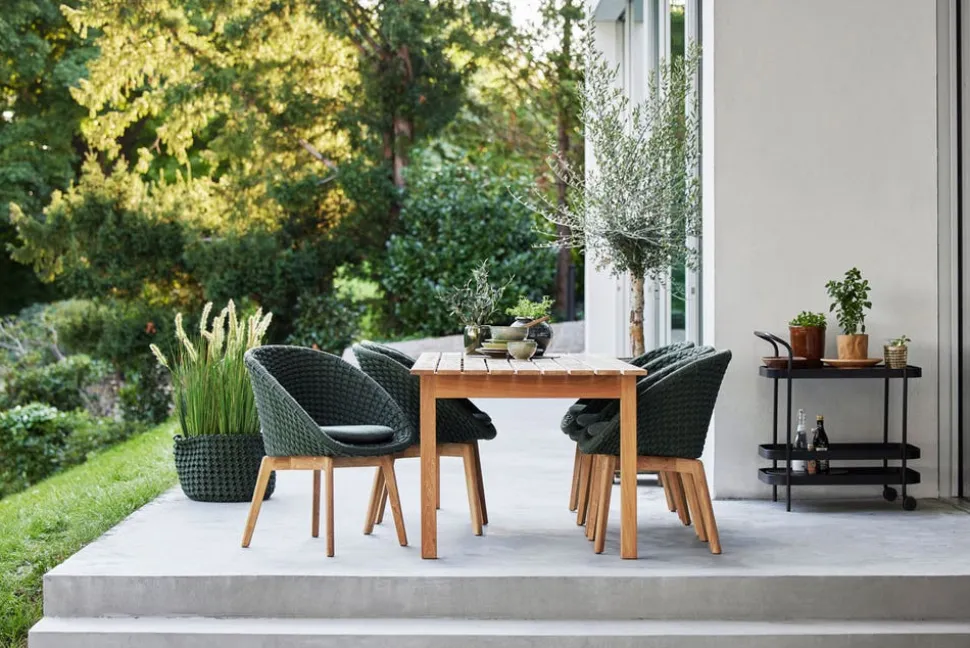 Peacock Stol | Teak | Dark Green Mix