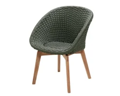 Peacock Stol | Teak | Dark Green Mix