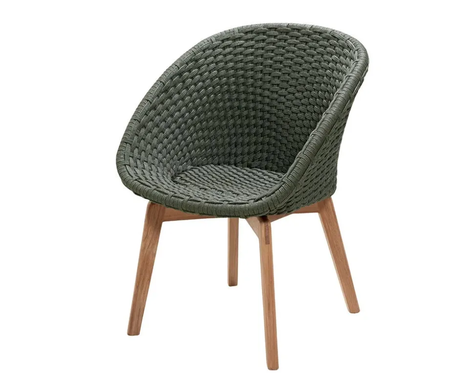 Peacock Stol | Teak | Dark Green Mix