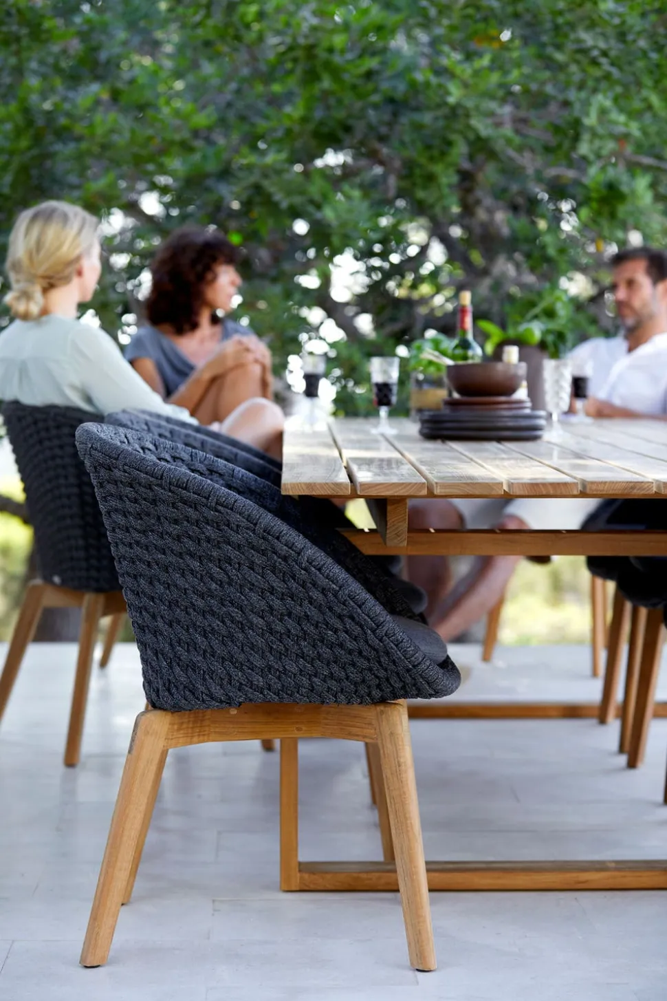 Peacock Stol | Teak | Dark Green Mix