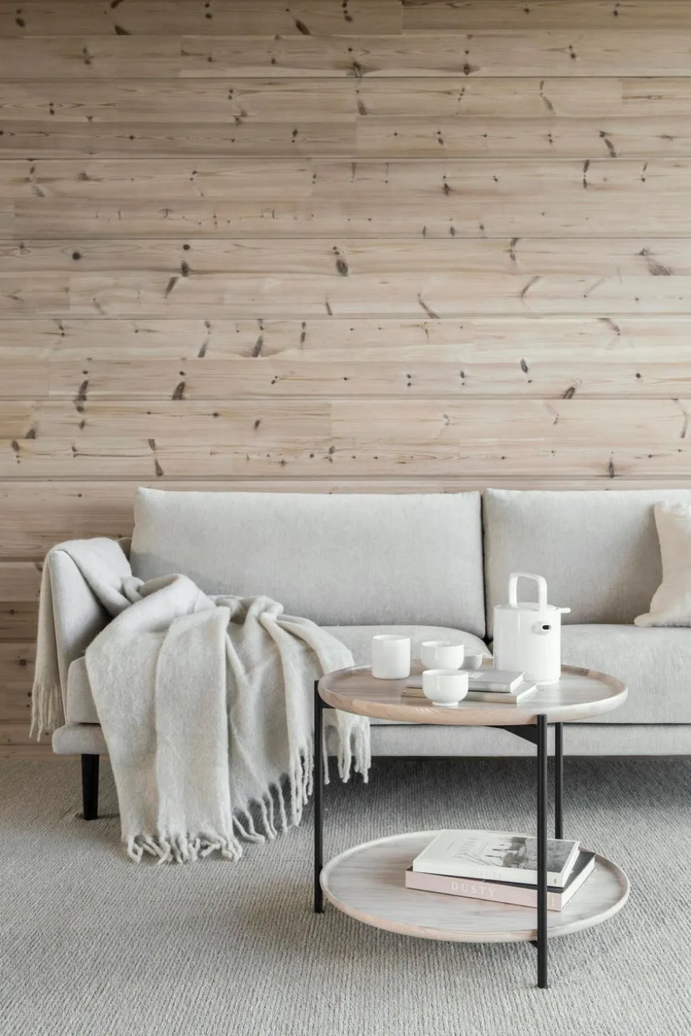 Plateau Soffbord Ø58 Hylla | Vitbetsad Ask