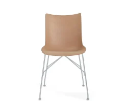 P/Wood Stol | Ljus bokfanér, Krom