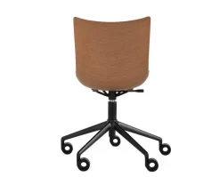 P/Wood Stol med hjul |Dark Wood / Black