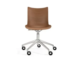 P/Wood Stol med hjul | Dark Wood / Chrome