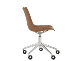 P/Wood Stol med hjul | Dark Wood / Chrome