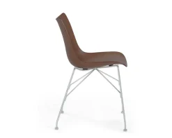 P/Wood Stol | Mörk bokfanér, Krom