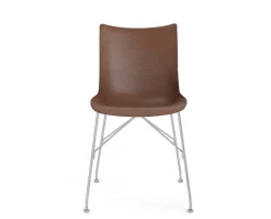 P/Wood Stol | Mörk bokfanér, Krom