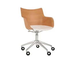 Q/Wood stol | Kromhjul och dyna | Light Wood / White