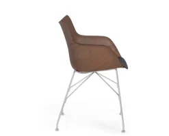 Q/Wood Stol | Mörk bokfaneer, Kromben, Svart dyna