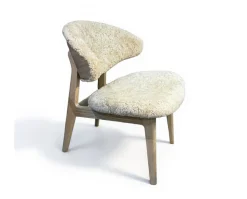 Ram Shell Lounge Chair | Trärygg | Fårskinn