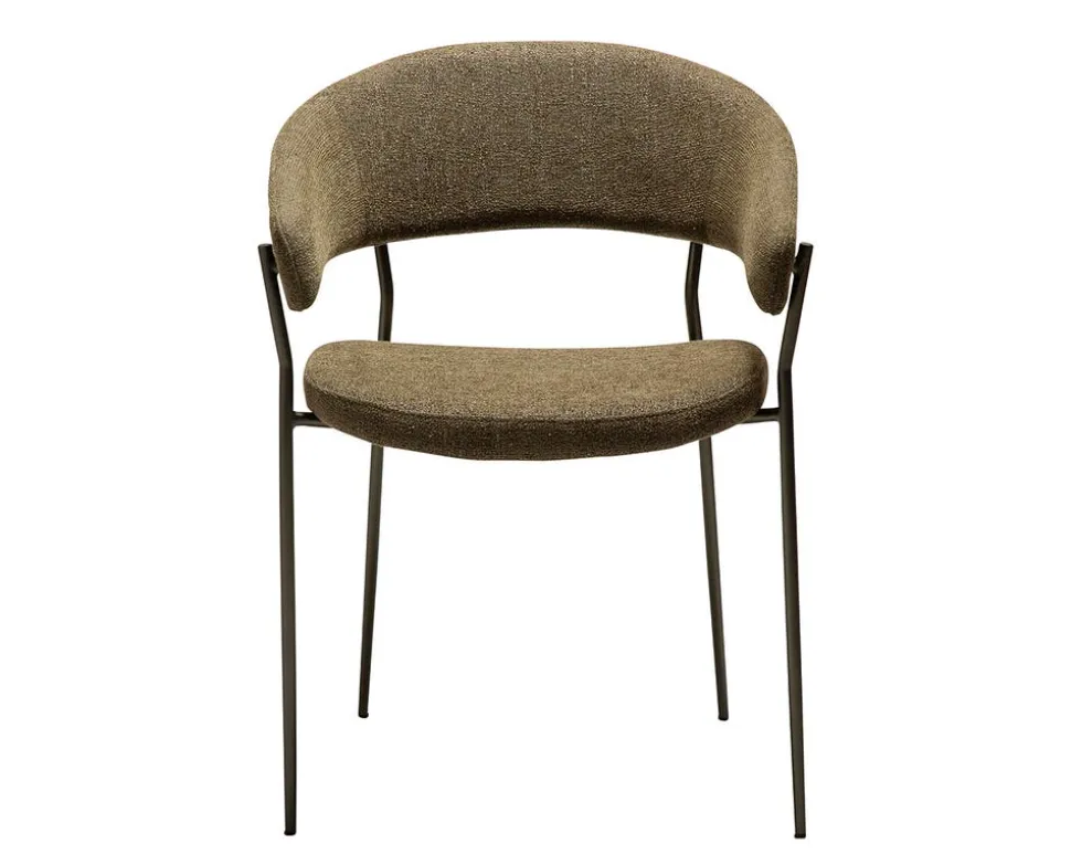 Reboot Karmstol | Dark Olive Bouclé/Antique Pewter