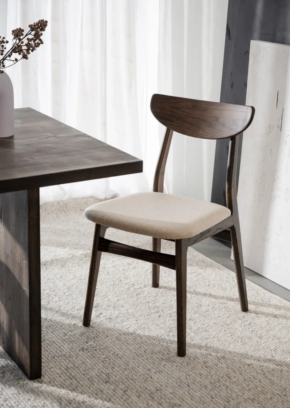 Rodham Stol | Brun ek, beige