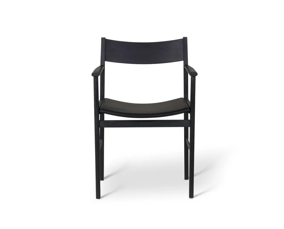 Siza Karmstol | Svartlaserad Ask/Skinnsits