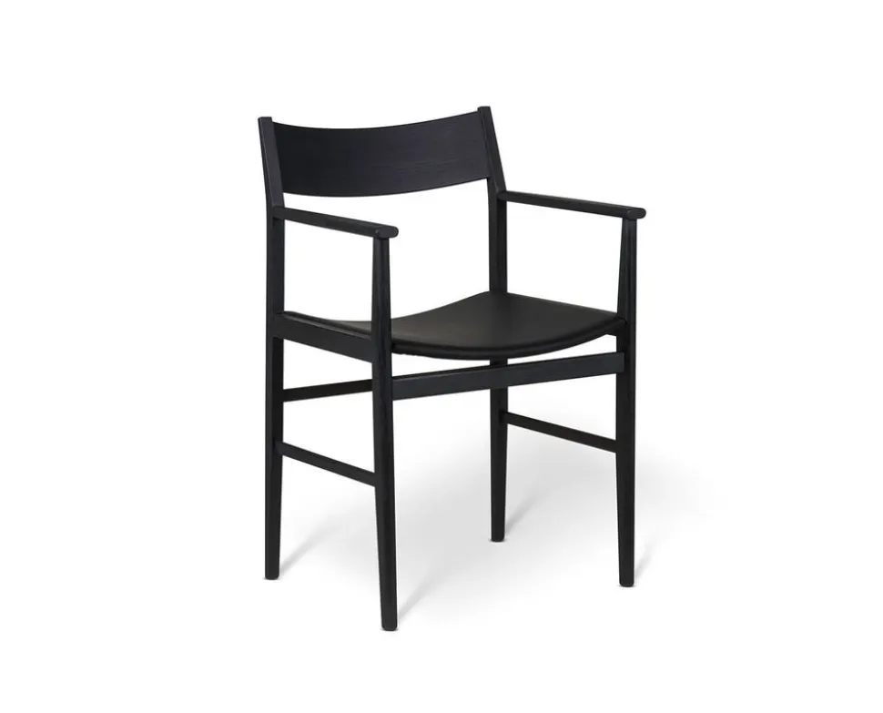 Siza Karmstol | Svartlaserad Ask/Skinnsits