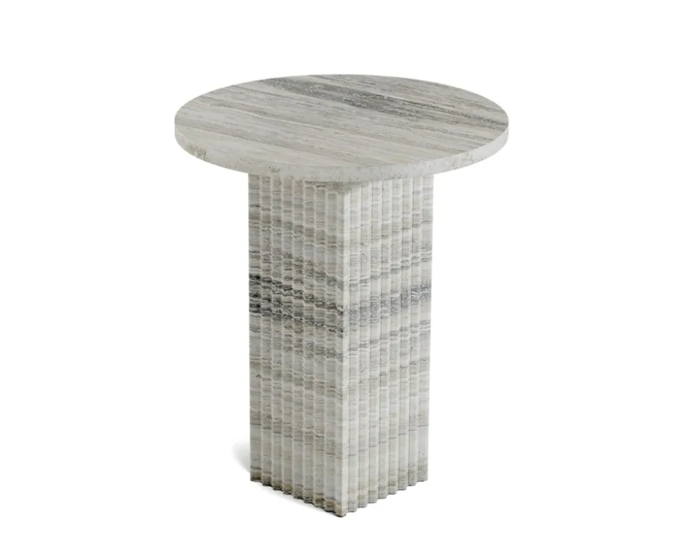 Soho Side Table High | Silver Travertine