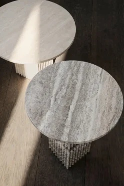 Soho Side Table High | Silver Travertine