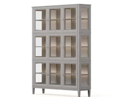 Stockholm 2.0 Vitrinskåp | Grå | 3-Sektion