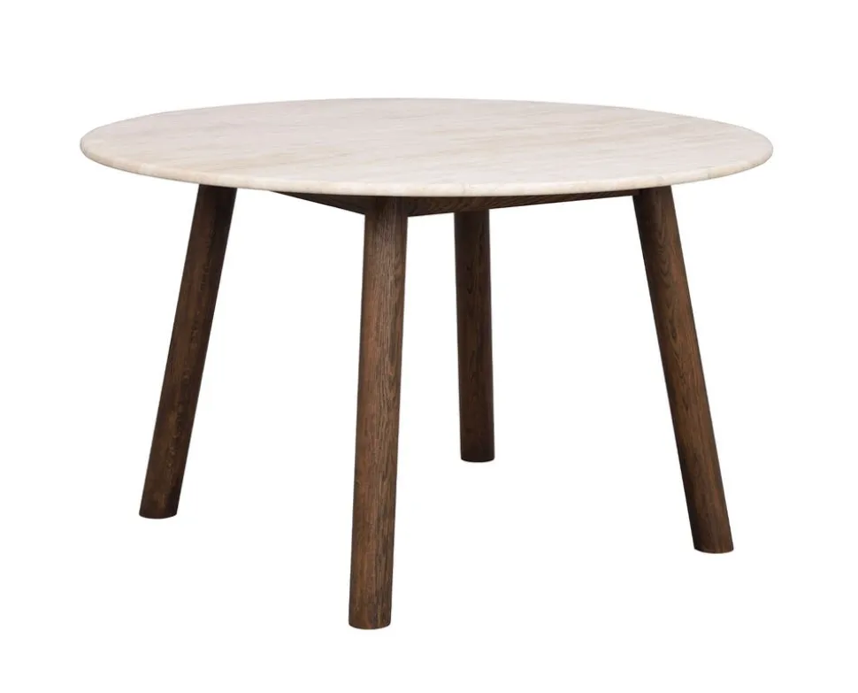 Taransay Matbord Ø125 | Beige Travertin / Brun Ek