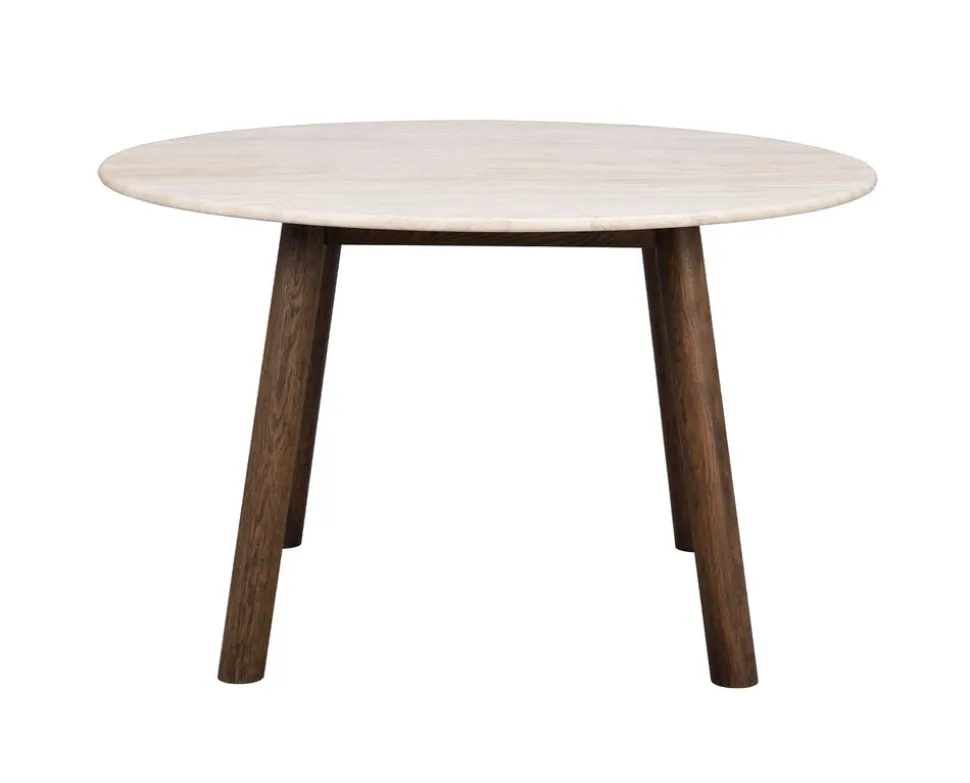 Taransay Matbord Ø125 | Beige Travertin / Brun Ek