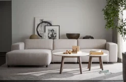 Taransay Soffbord Ø60 | Beige Travertin / Brun Ek