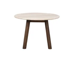 Taransay Soffbord Ø60 | Beige Travertin / Brun Ek