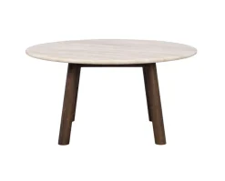 Taransay Soffbord Ø90 | Beige Travertin / Brun Ek