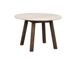 Taransay Soffbord Ø60 | Beige Travertin / Brun Ek