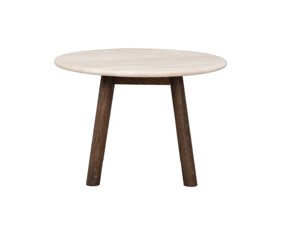Taransay Soffbord Ø60 | Beige Travertin / Brun Ek
