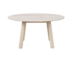 Taransay Soffbord Ø90 | Beige Travertin / Vitpigm. Ek