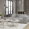Taransay Soffbord Ø90 | Beige Travertin / Vitpigm. Ek