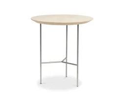 Tribeca Sidobord 47cm Såpad rustik Ek |  Ben satinkromade