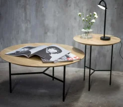 Tribeca Sidobord 47cm Såpad rustik Ek |  Ben satinkromade