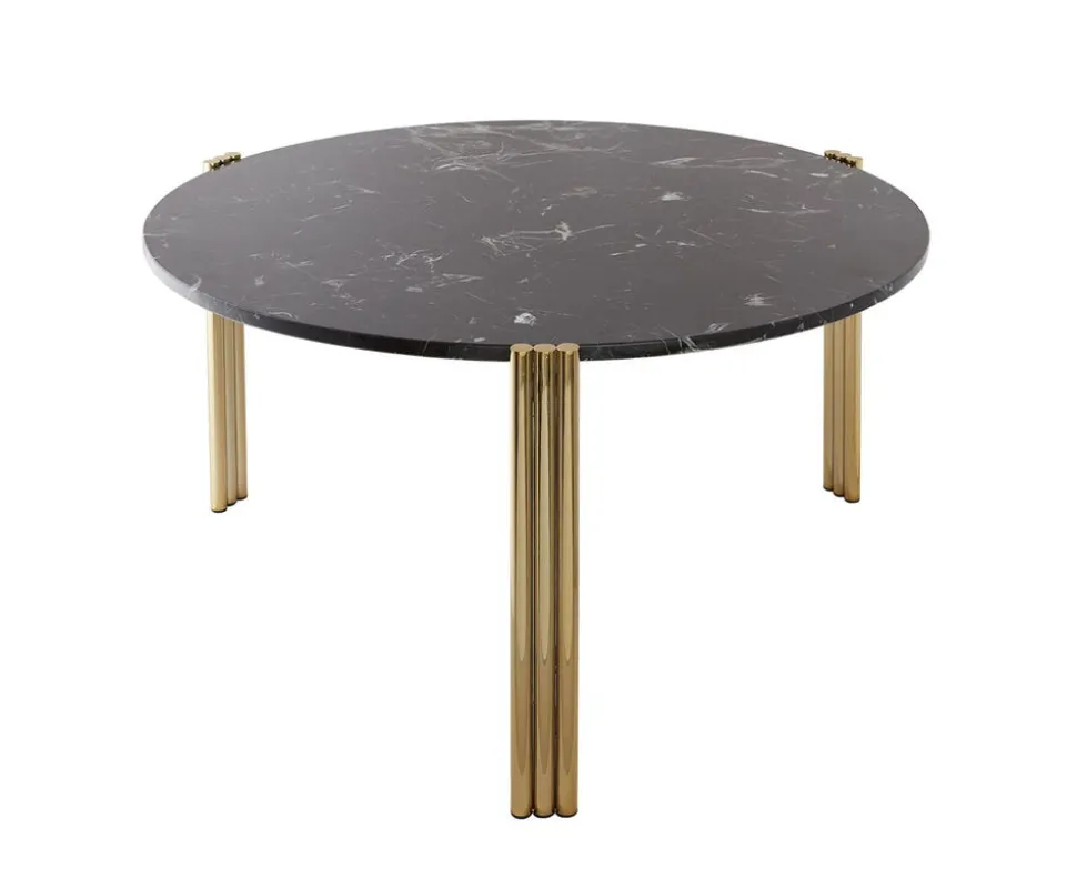 Tribus Soffbord Ø80 | Guld/Marmor
