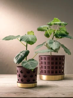 Trio Square Kruka | Mellan | Mörkröd