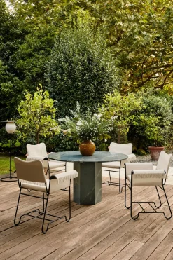 Tropique Stol | Fransar | Tyg Stripe Limonta 20, Svart