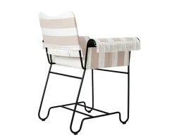 Tropique Stol | Fransar | Tyg Stripe Limonta 40, Svart