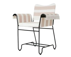 Tropique Stol | Fransar | Tyg Stripe Limonta 40, Svart