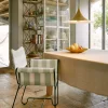 Tropique Stol | Fransar | Tyg Stripe Limonta 40, Vit