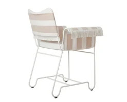 Tropique Stol | Fransar | Tyg Stripe Limonta 40, Vit