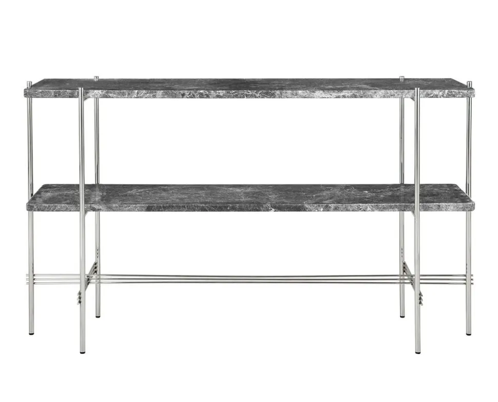 TS Console 2 hyllor | Stål/Grå Marmor