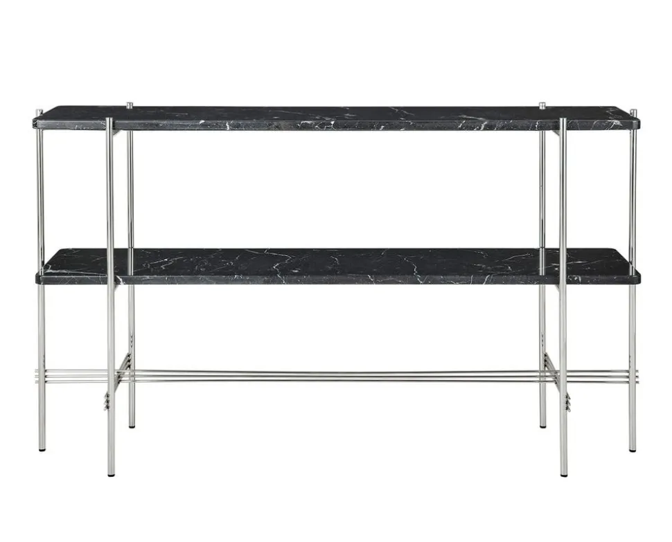 TS Console 2 hyllor | Stål/Svart Marmor
