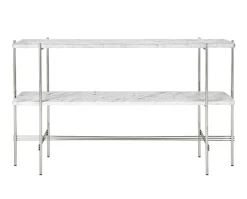 TS Console 2 hyllor | Stål/Vit Marmor